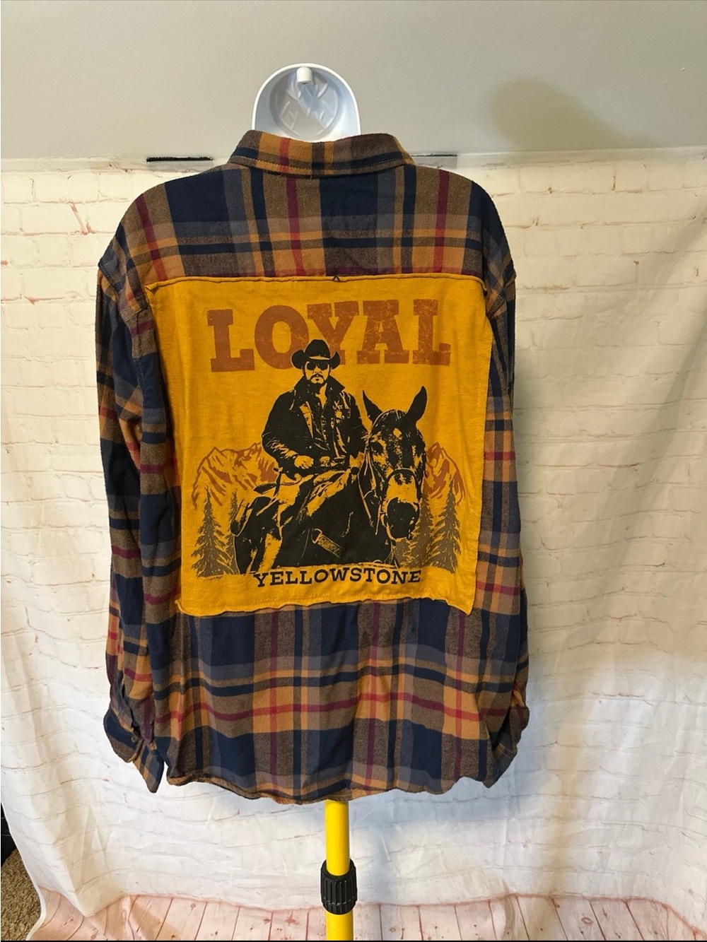 Up cycled Rip Yellowstone "Loyal" Tee Flannel Sz 2XL
